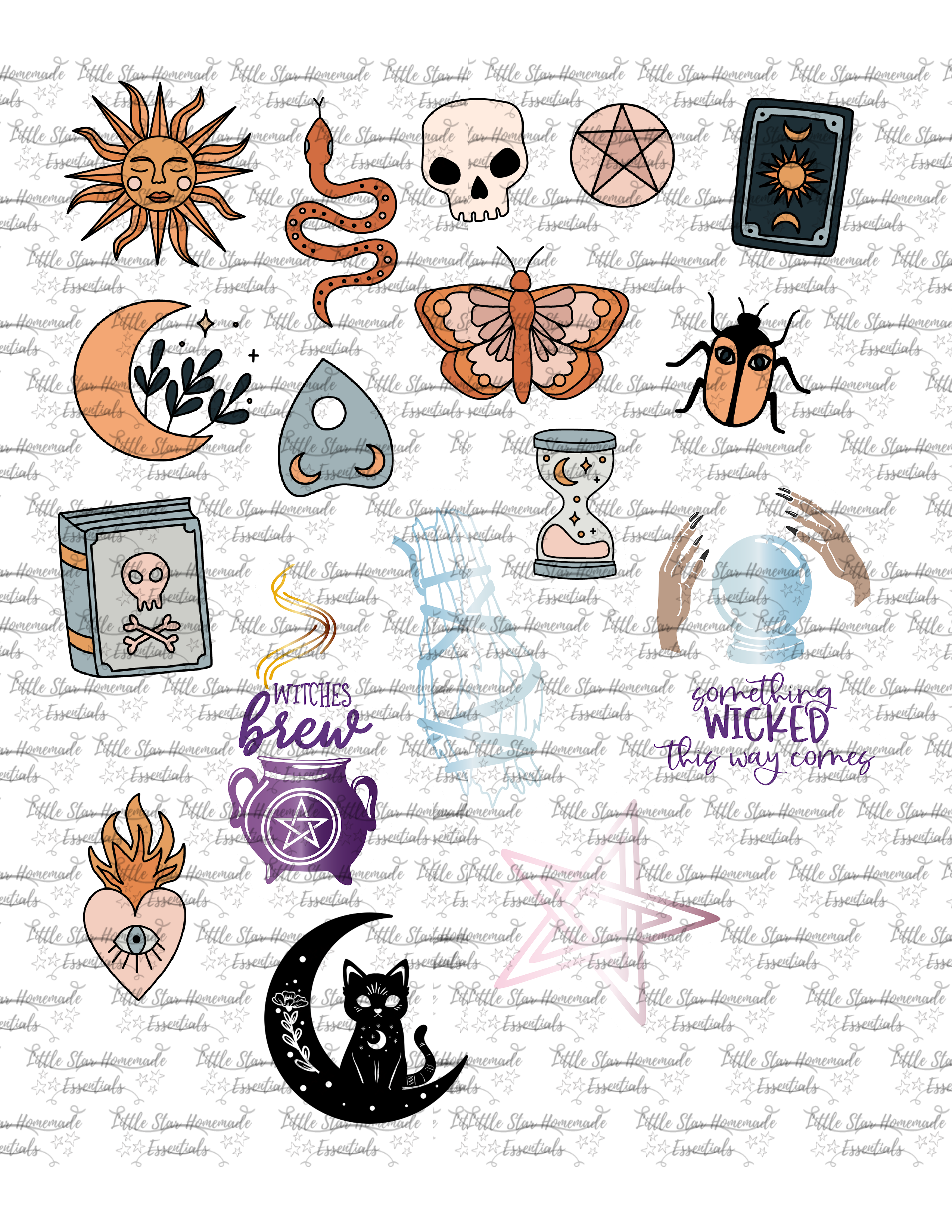 Black and white witchy vibe sticker pack, celestial stickers Sticker for  Sale by JuliaPop